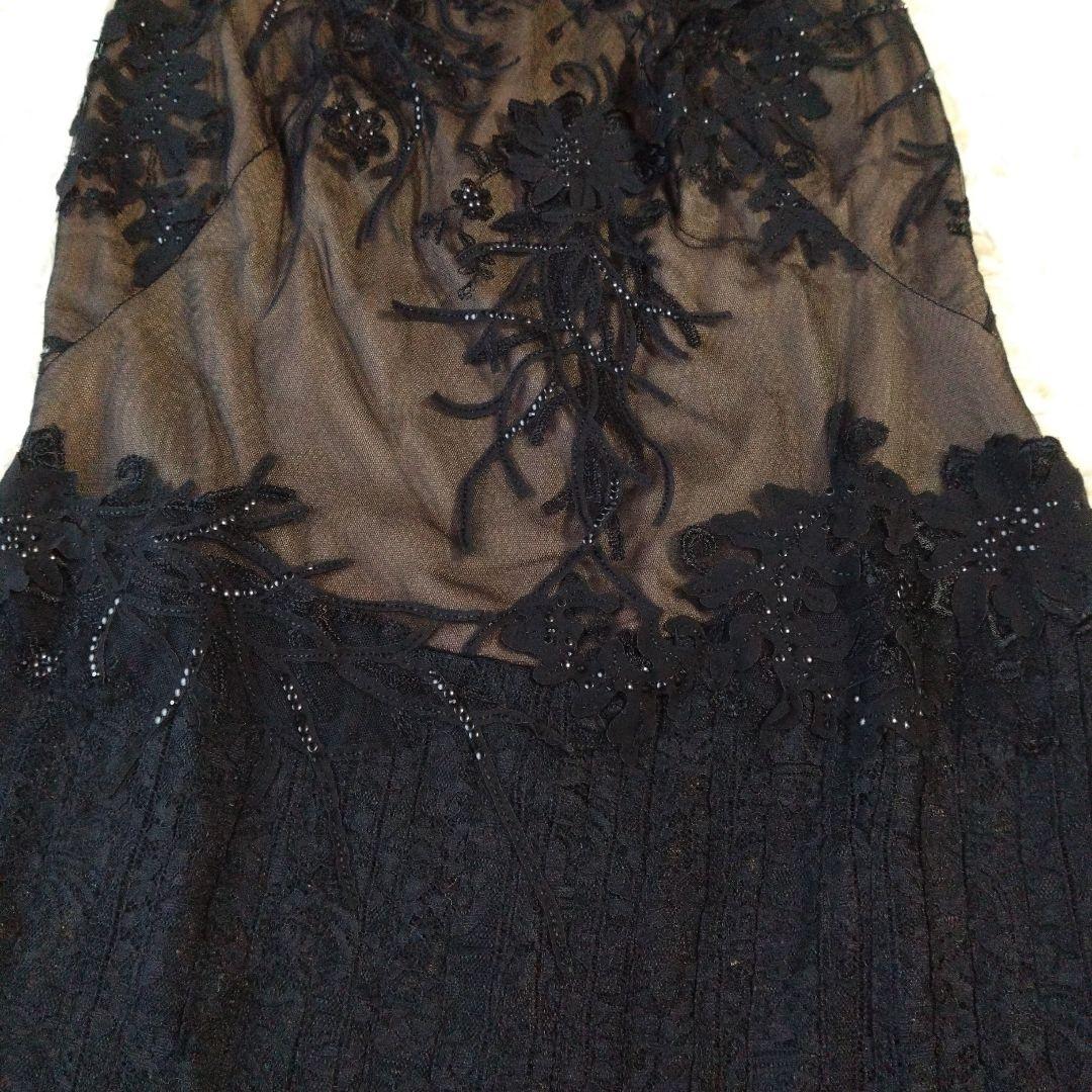 美品✨タダシショージ ワンピース　ブラック レース　刺繍　スタッズ　プリーツ