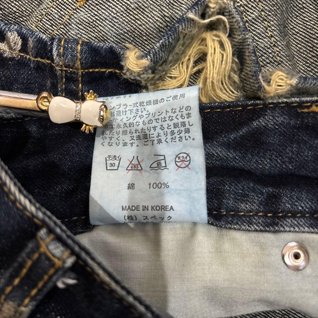 d.i.a.y2k平成ギャル　スタッズラメダメージデニムショートパンツサイズ25