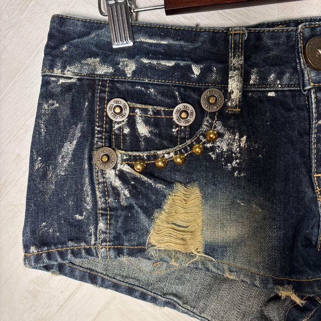 d.i.a.y2k平成ギャル　スタッズラメダメージデニムショートパンツサイズ25