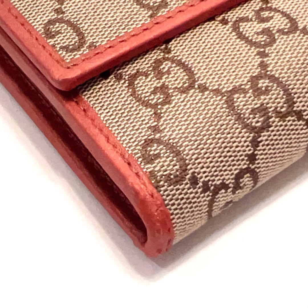 グッチ 長財布 GGキャンバス ロゴ金具 ゴールド金具 大容量 シャイニーレッド