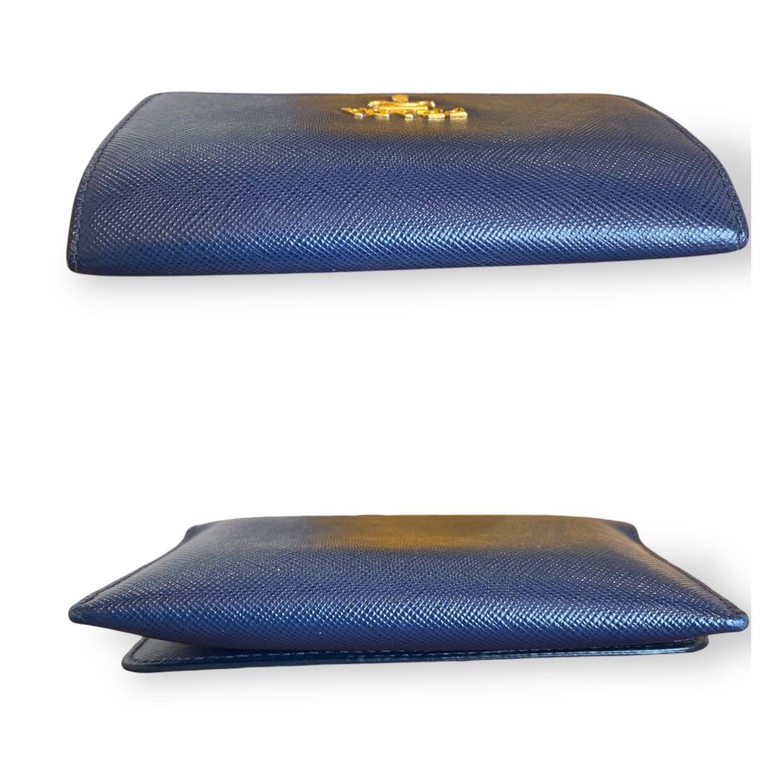 美品　PRADA　名刺入れ ネイビー サフィアーノレザー