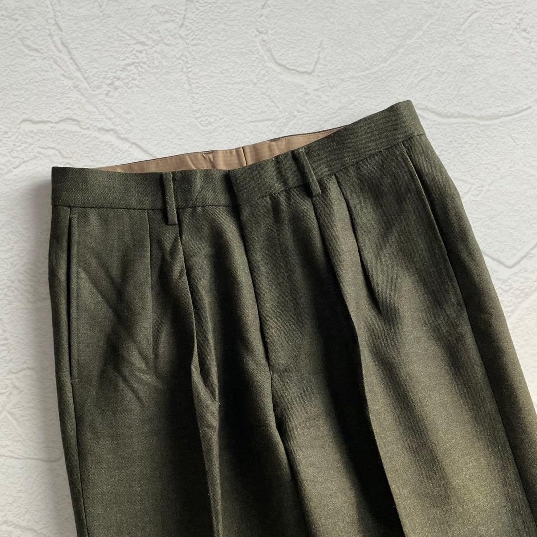 【未使用級】トゥモローランド ウール ネップ イン2プリーツ ワイドトラウザーズ