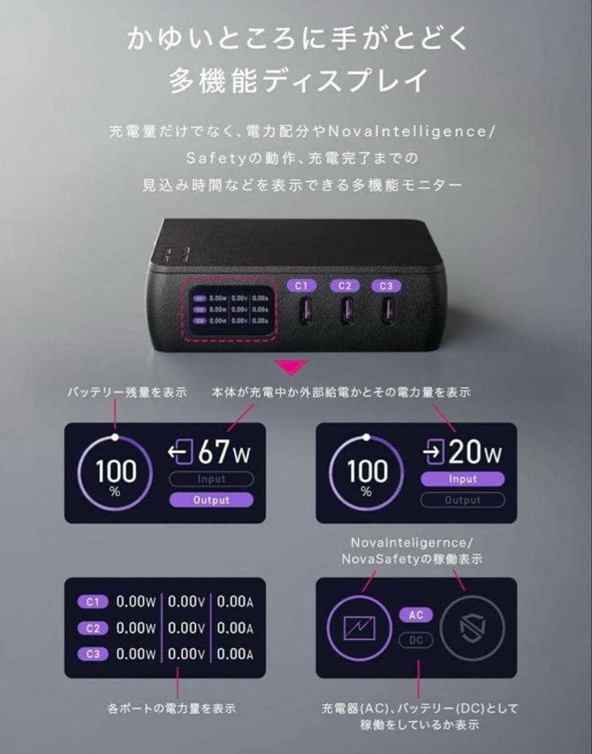 CIO モバイルバッテリー コンセント 一体型 65W