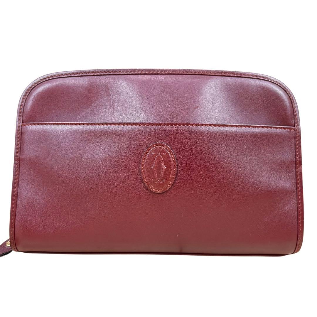【美品】Cartier カルティエ マストライン クラッチバッグ レザー レッド