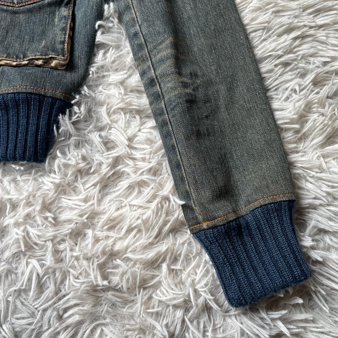 バーバリー ブルーレーベル デニムジャケット リブ切替 ヴィンテージ加工 38