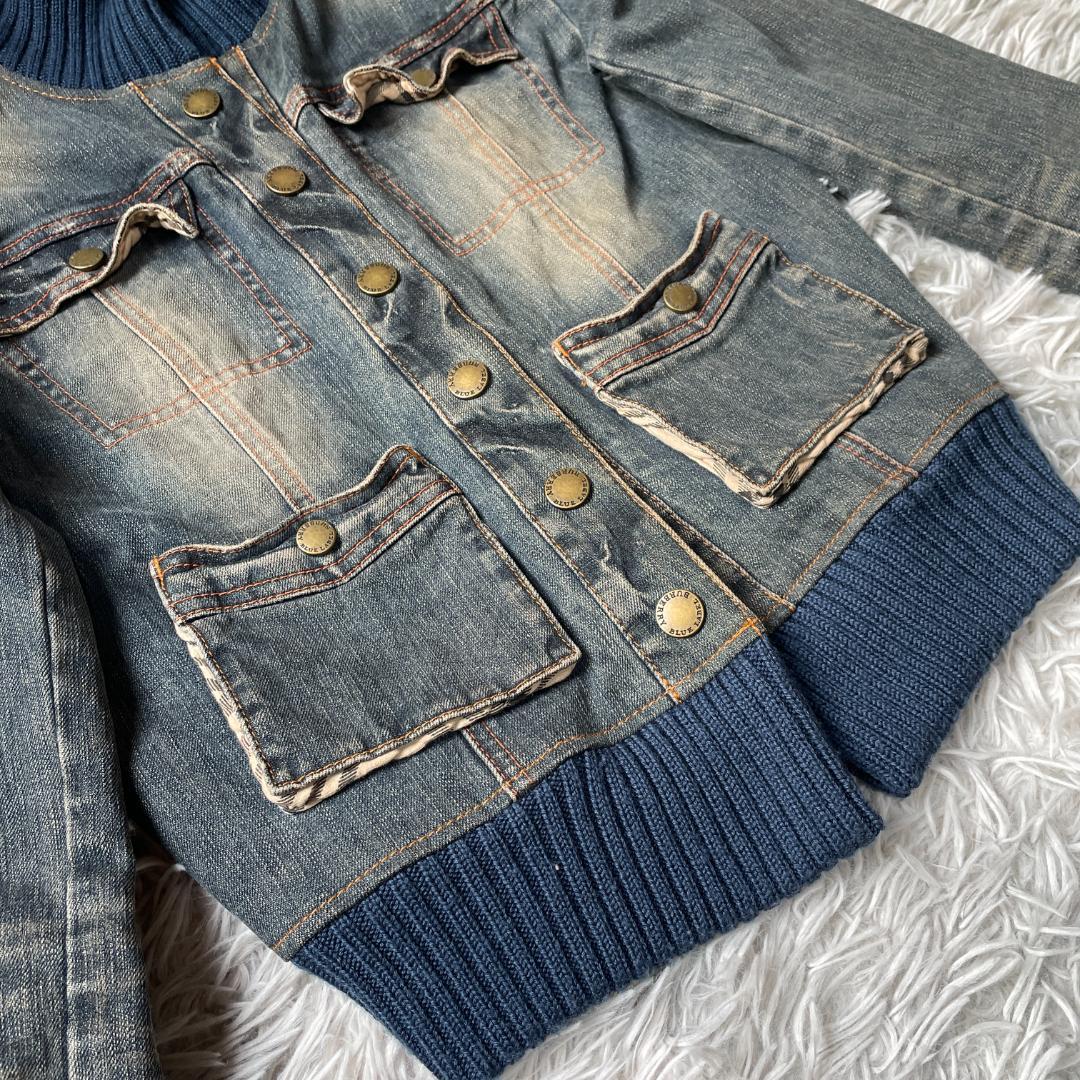 バーバリー ブルーレーベル デニムジャケット リブ切替 ヴィンテージ加工 38
