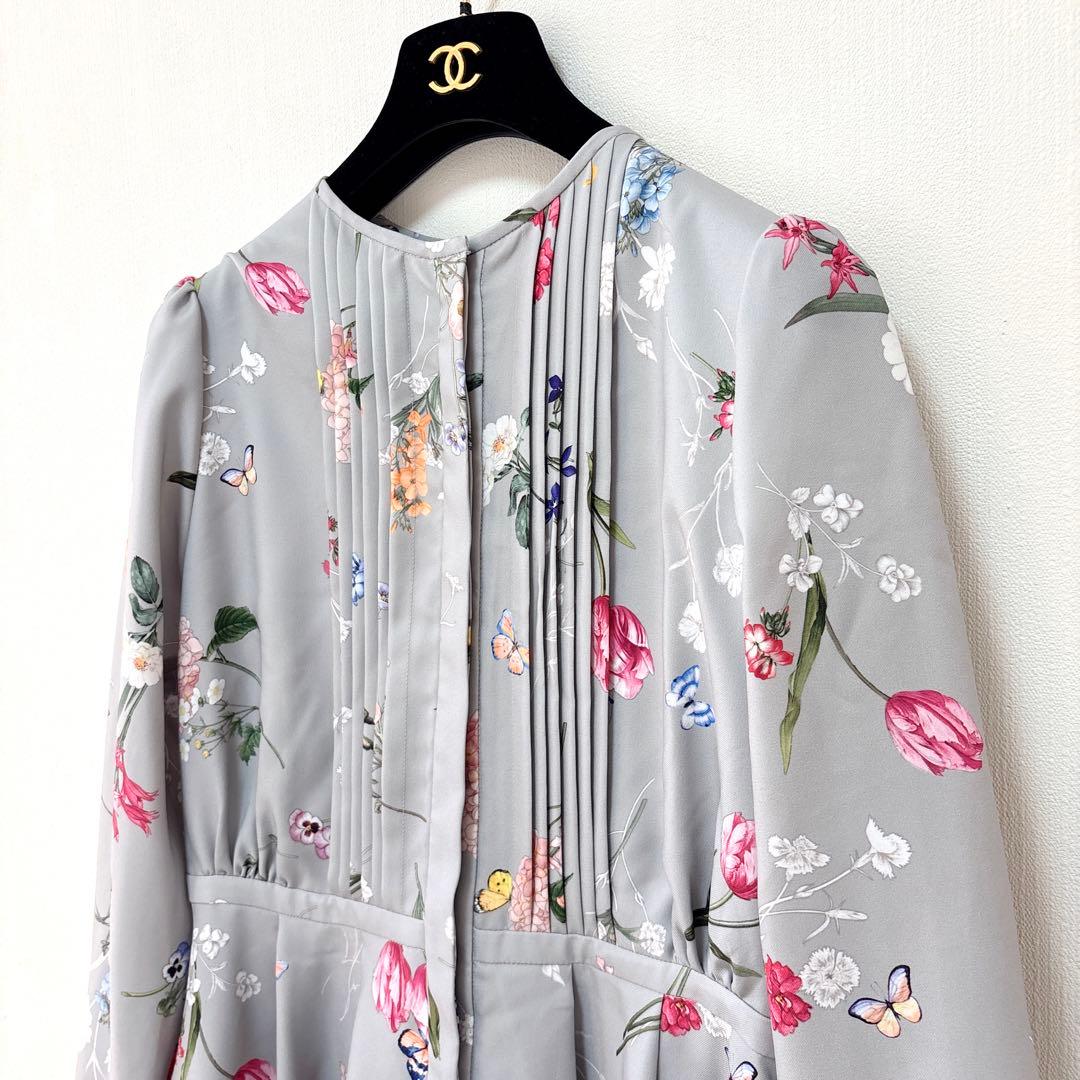 【Chesty】ガーデンプリントシャツワンピース（グレー）【定価25,850円】