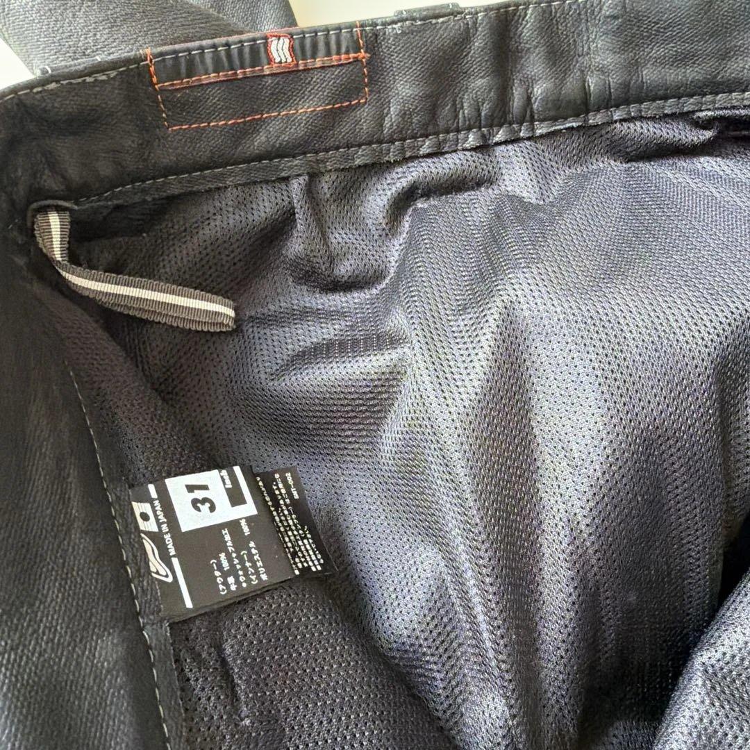 ヒョウドウ日本製レザー 黒パンツ ジッパーポケット付き