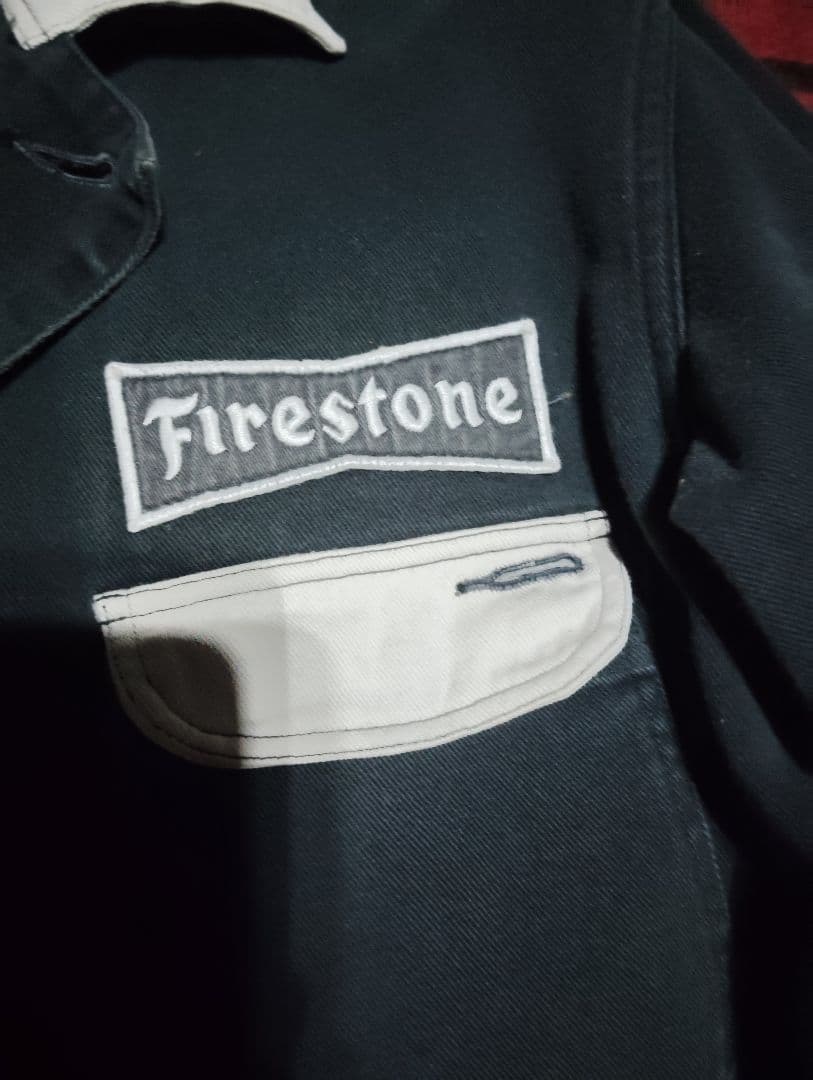 60s 70s　刺繍　ワッペンFirestone 　ファイヤーストーン　つなぎ