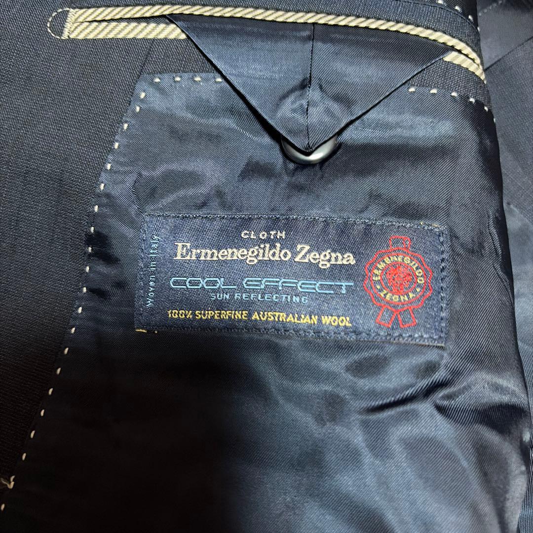 専用エルメネジルド ゼニア×オンワード　セットアップ　ネイビーシャドウストライプ