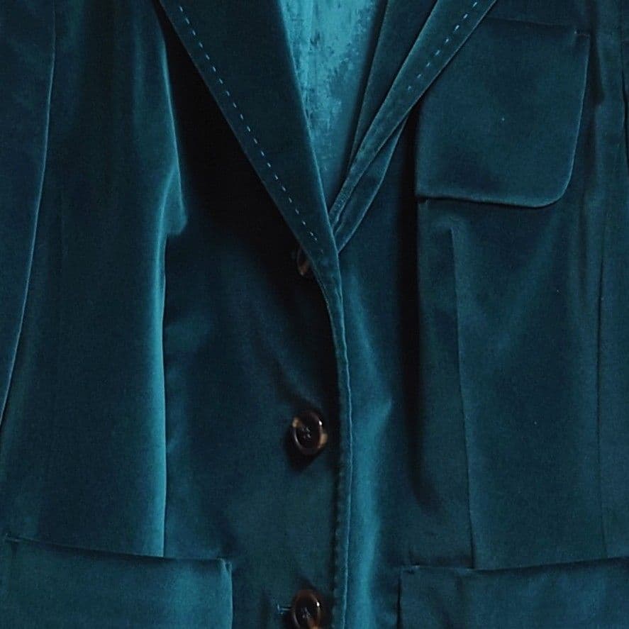 ★c エスカーダ テーラードジャケット ベロア 光沢 高級感 ESCADA 緑