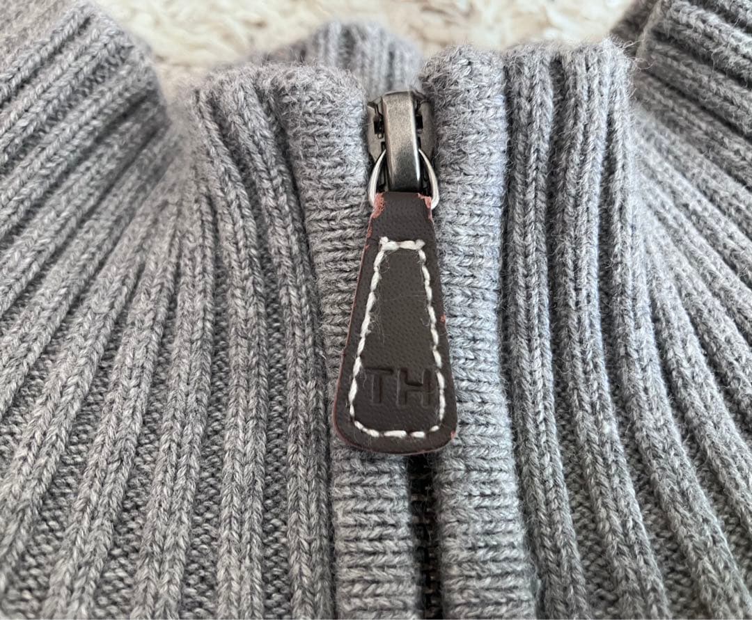 Lサイズ　トミー　ヒルフィガー　フルジップアップニット　カーディガン　グレー