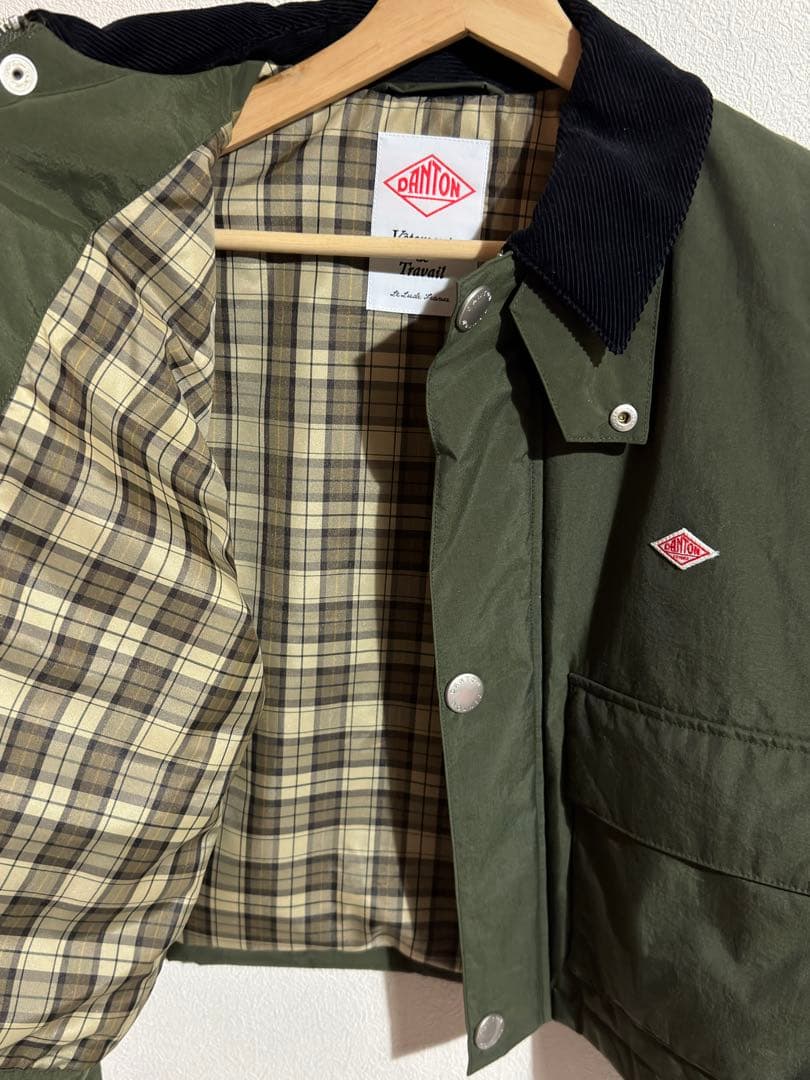 美品　DANTON ナイロンタフタショート　オリーブ ジャケット　36