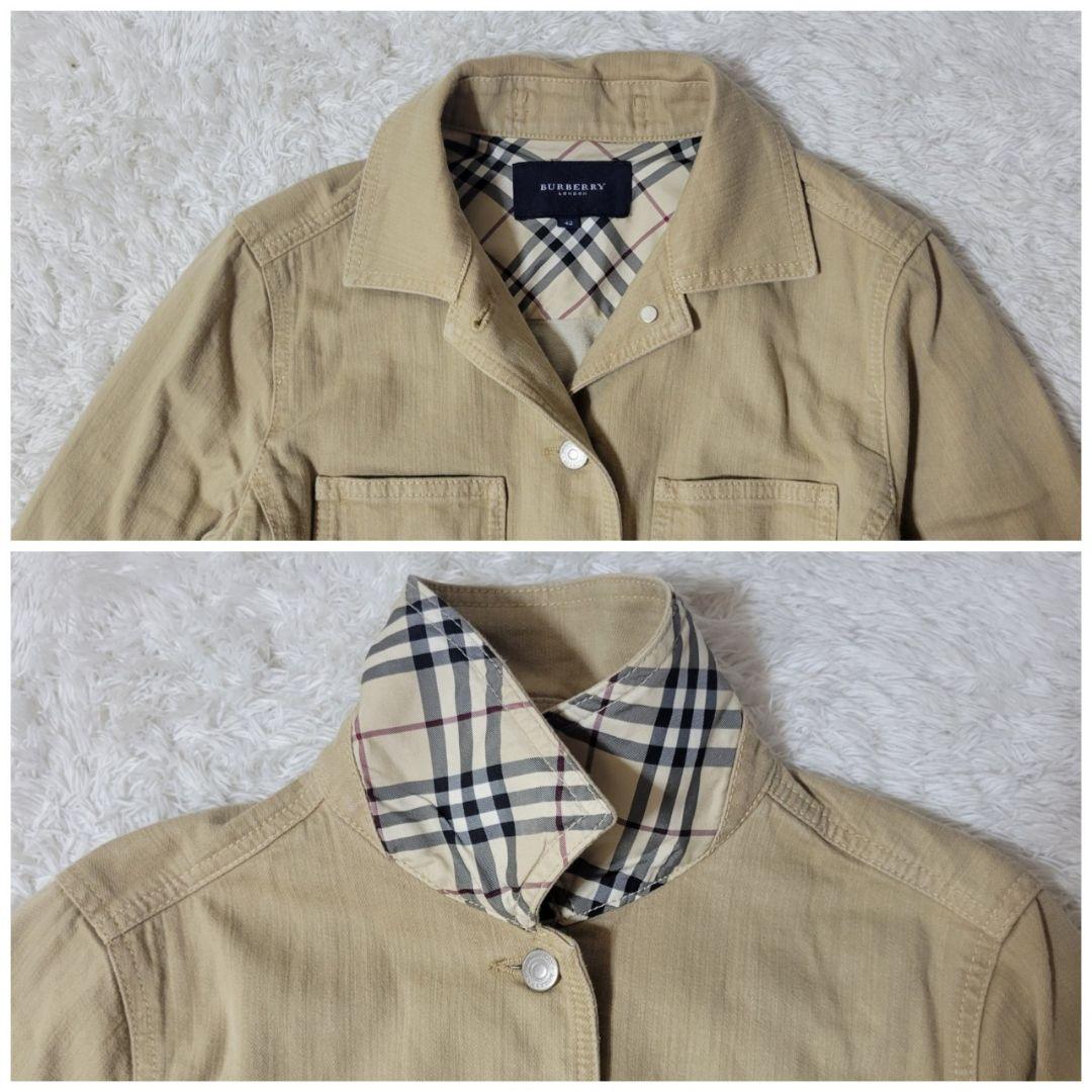 美品✨　バーバリーロンドン　デニムジャケット　ノバチェック　42　XL相当　ロゴ