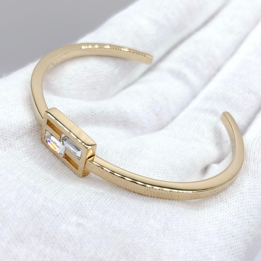 【美品】 FENDI バングル ブレスレット FFロゴ ズッカ ゴールド