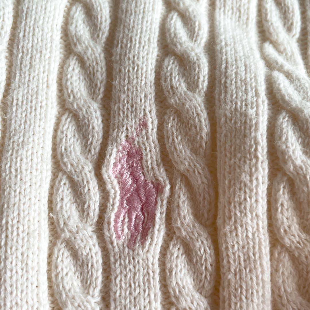 美品✨ポロラルフローレン ケーブルニット カーディガン ポニー アイボリー S