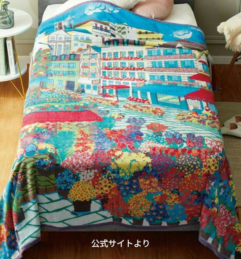 カラカラ　タオルケット　花の都パリ　五彩織物　新品✨️美品　特大サイズ