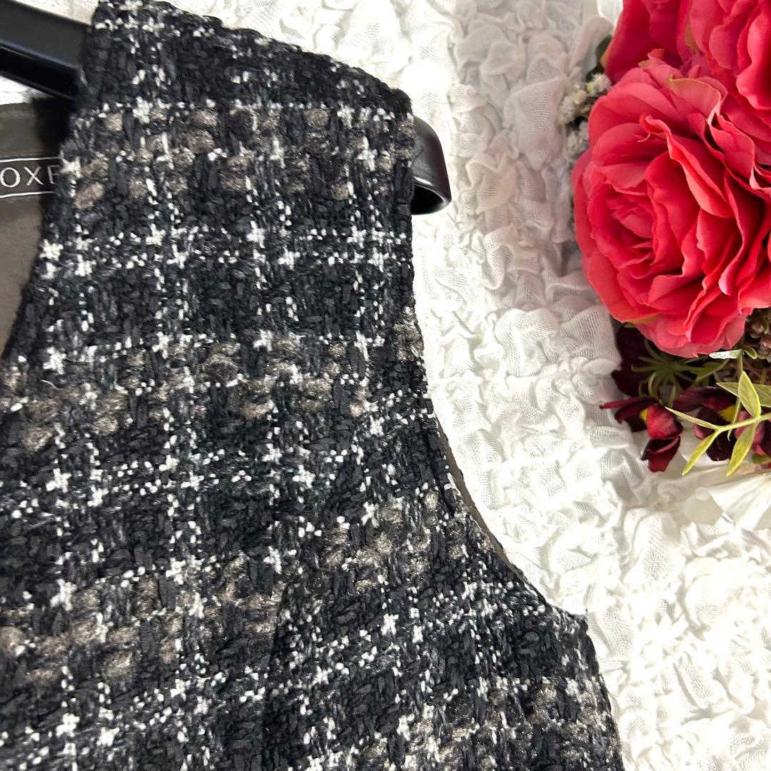 極美品✨定価15.3万 フォクシー 秋冬に◎ ツイード レザー ワンピース 40