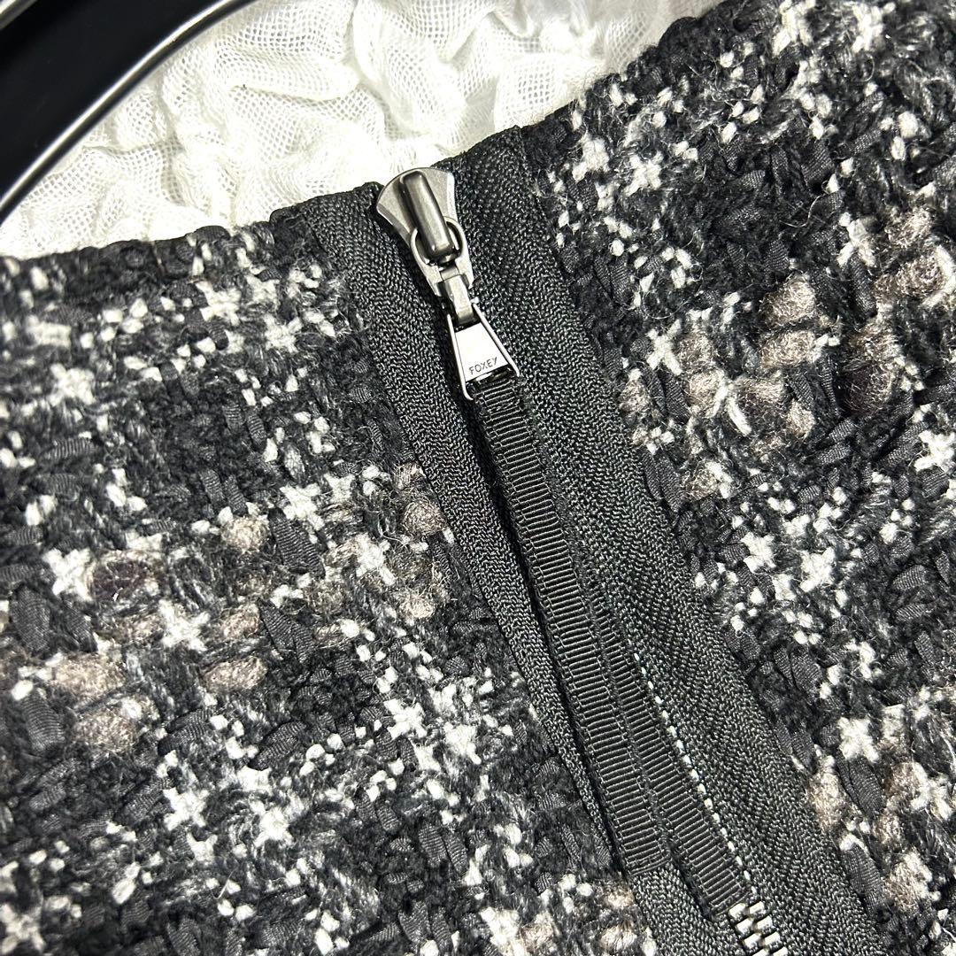 極美品✨定価15.3万 フォクシー 秋冬に◎ ツイード レザー ワンピース 40