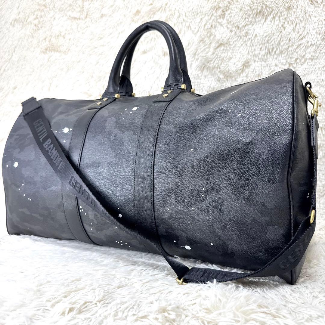 美品 ジャンティバンディ ボストンバッグ ショルダーバッグ ブラックカモ PVC
