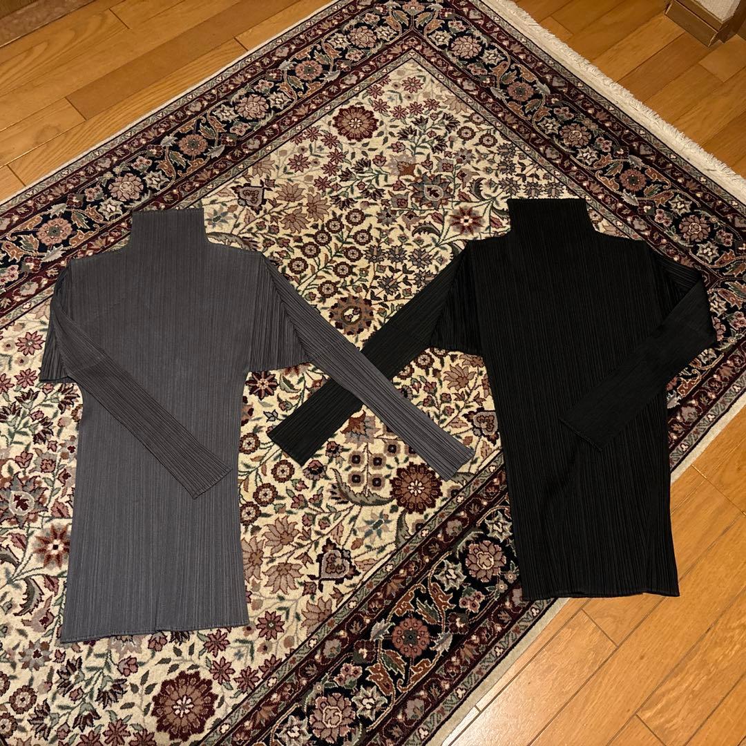プリーツプリーズ長袖トップス2色セット