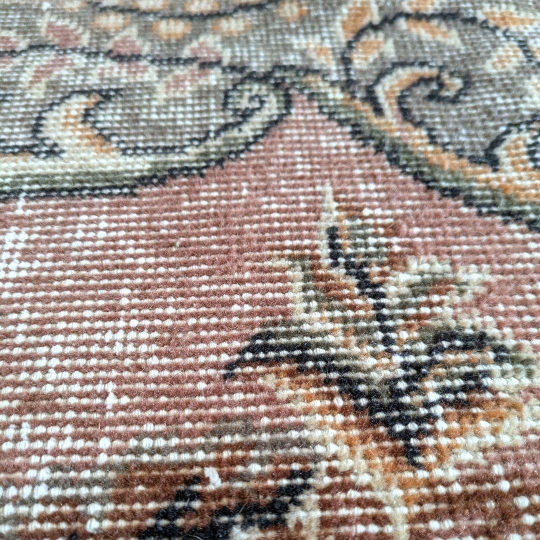 50×91 くすみサーモンピンク×くすみチャコールグレー　トルコヴィンテージラグ