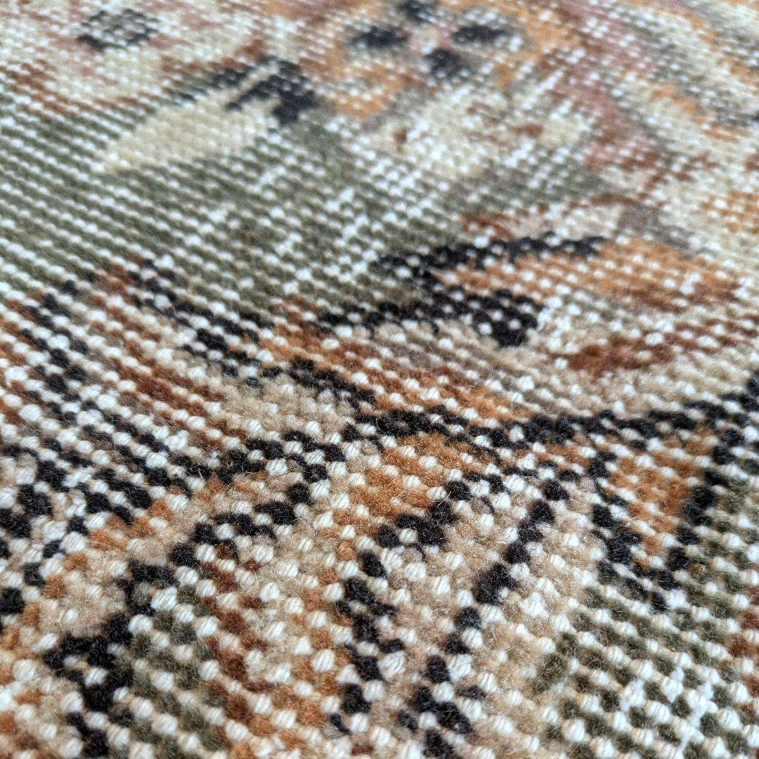 50×91 くすみサーモンピンク×くすみチャコールグレー　トルコヴィンテージラグ