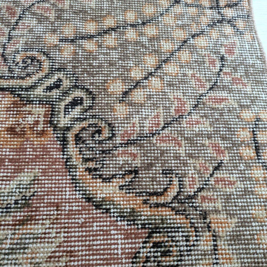 50×91 くすみサーモンピンク×くすみチャコールグレー　トルコヴィンテージラグ