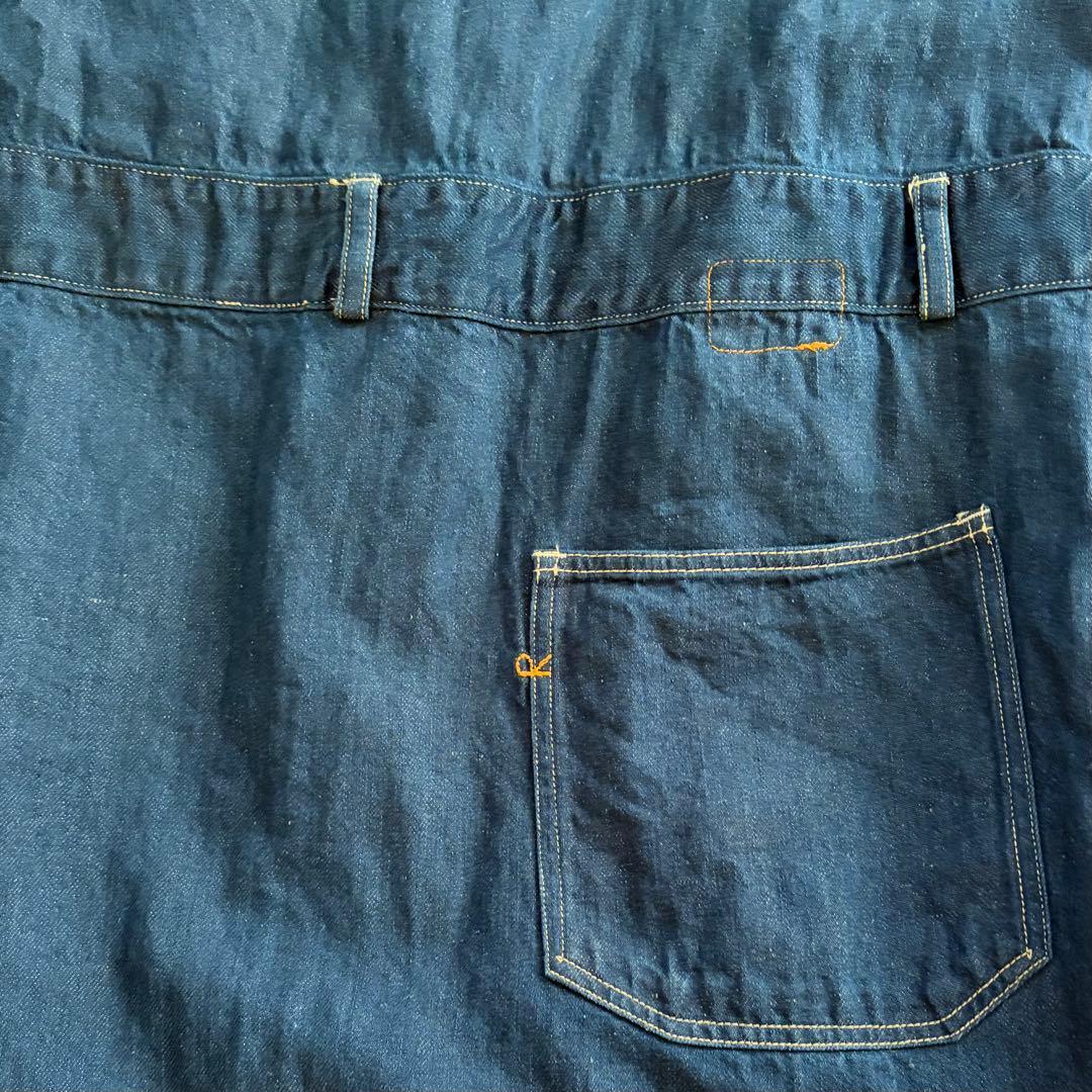 未使用級✨45R 綿麻小麦デニムのジャンパードレス（インディゴ）