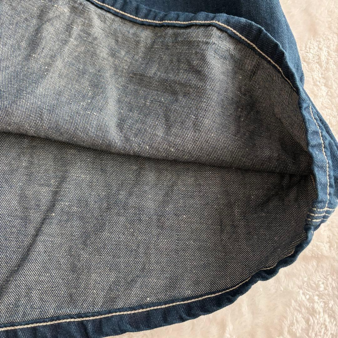 未使用級✨45R 綿麻小麦デニムのジャンパードレス（インディゴ）