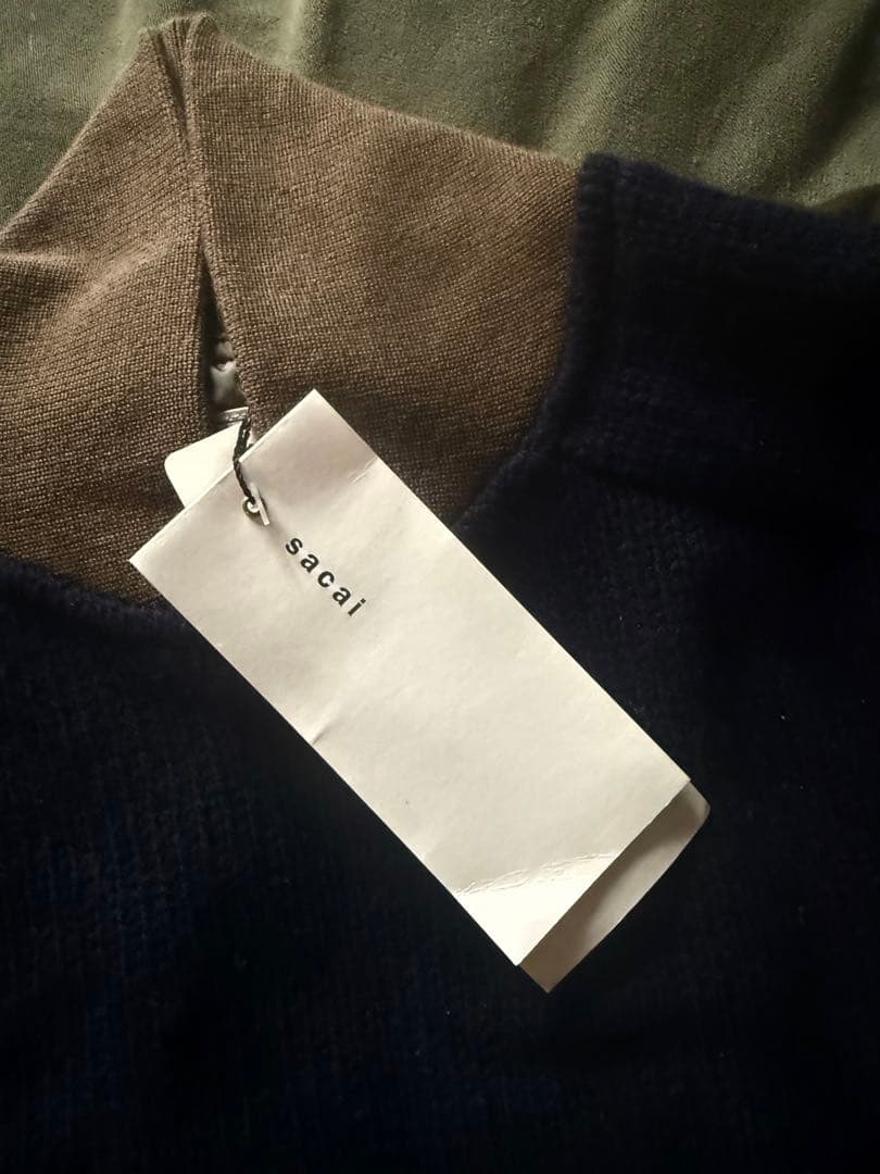 sacal ネイビー ポケットセーター M 新品タグ付き