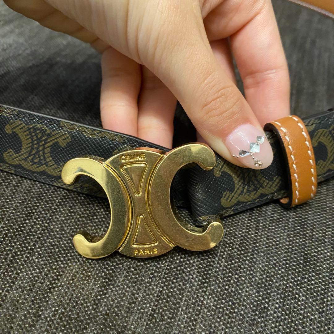 CELINE トリオンフダークブラウン レザー ベルト