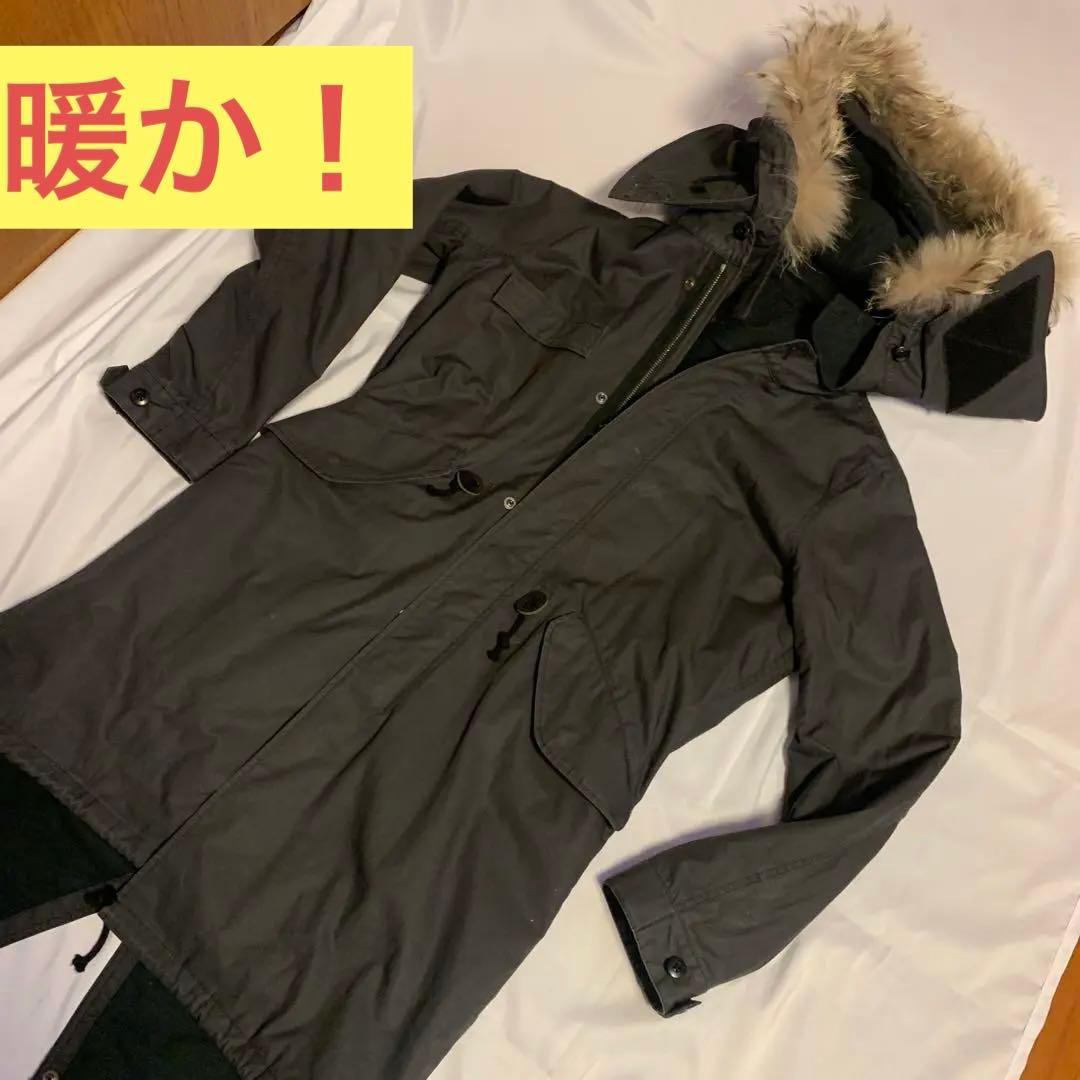 モッズコート取り外しファ付ブラックサイズ44 暖Thinsulateシンサレート