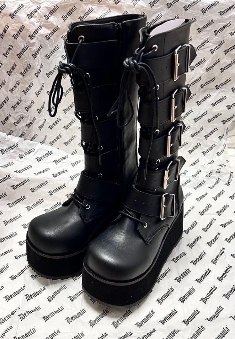 新品未使用⭐️Demonia デモニア 厚底 ブーツ 黒25cm M7