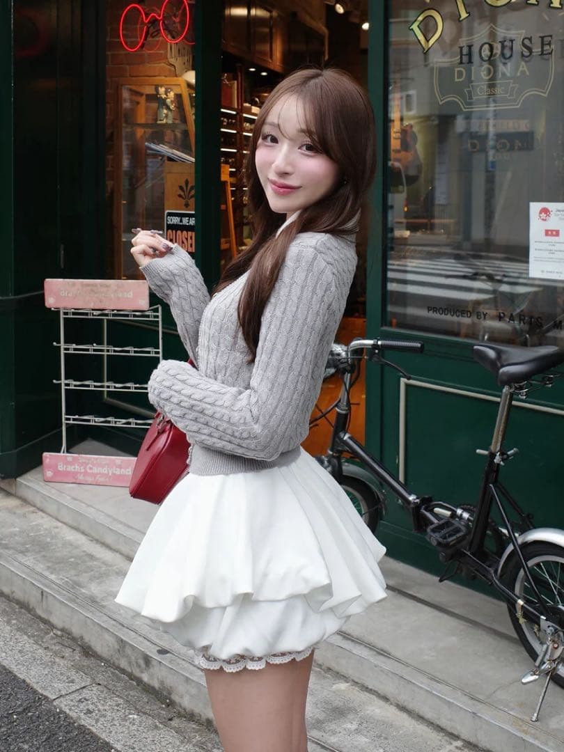 新品タグ付 ダーリッチ ホワイト FL ボリュームバルーンミニスカート