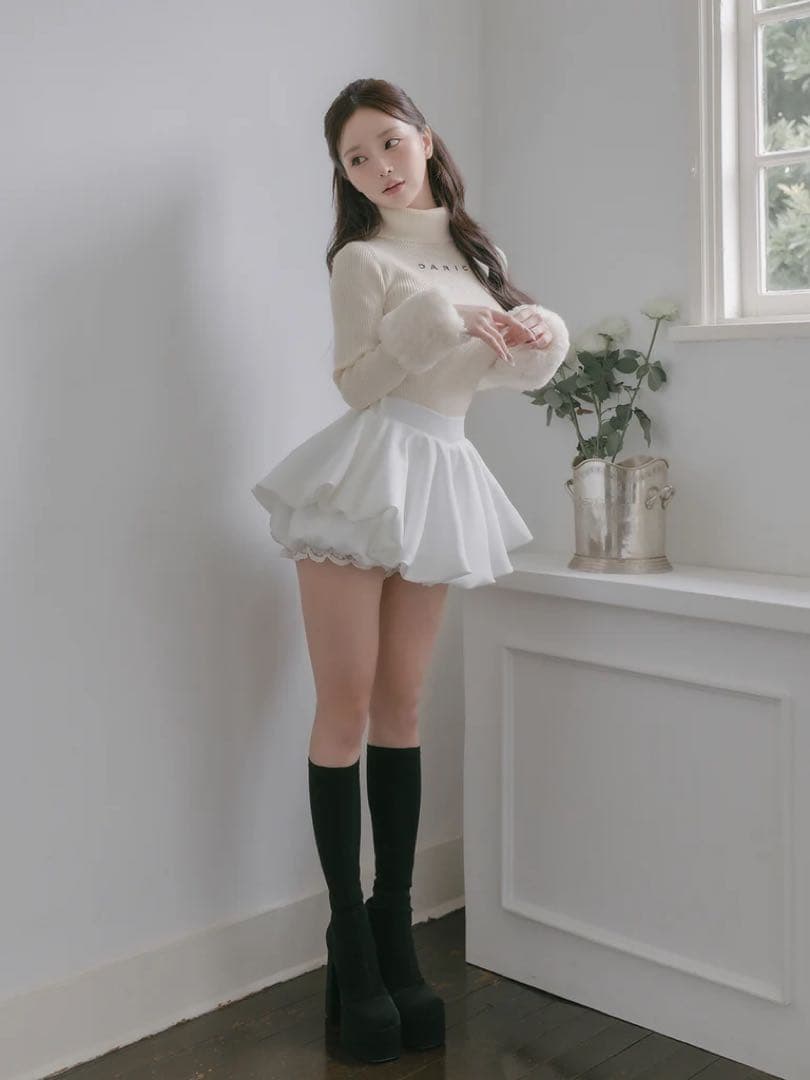 新品タグ付 ダーリッチ ホワイト FL ボリュームバルーンミニスカート