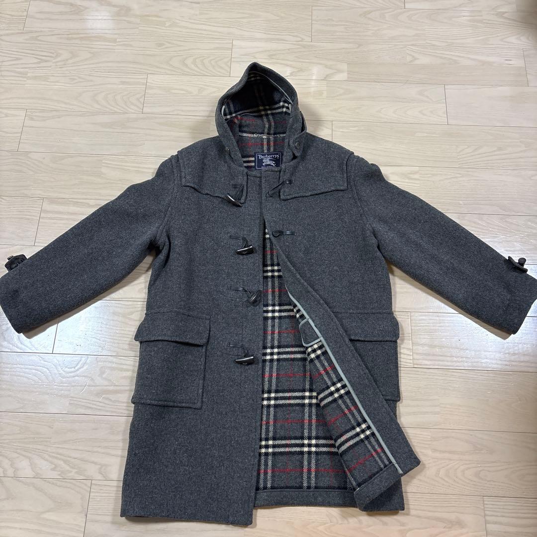 バーバリー ダッフルコート ノバチェック ウール100% グレー