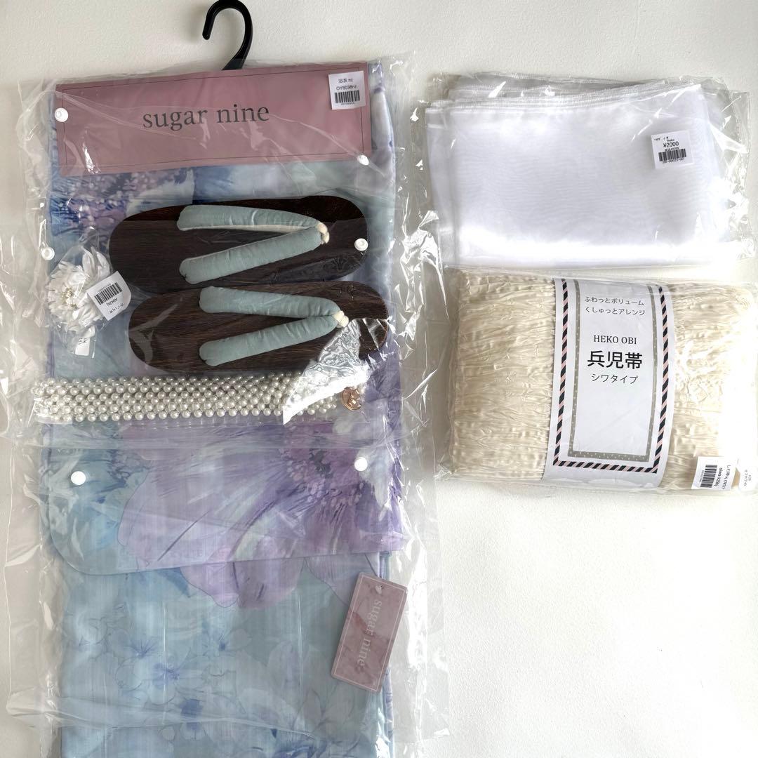 6点セットsugar nine 浴衣・帯2・帯飾り・下駄・髪飾り
