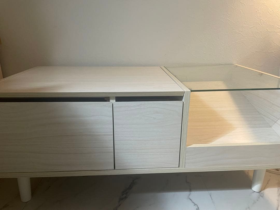 え*ん様 ホワイトオーク材 蓋付き収納テーブル W91.2cm