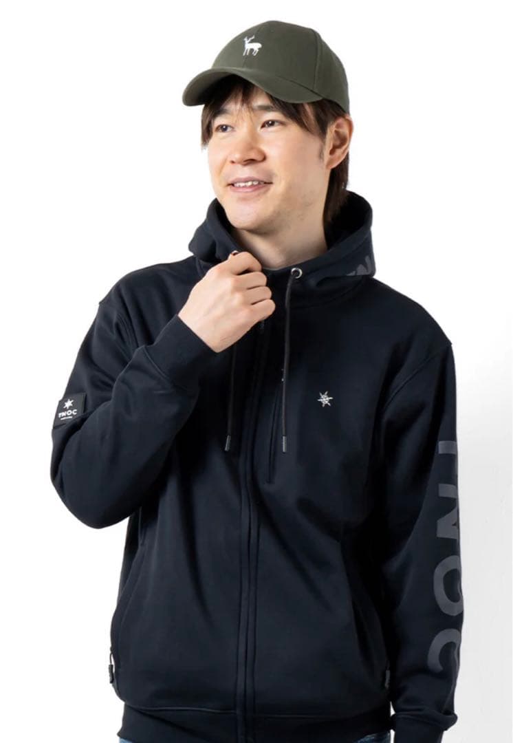 TNOC ブラック ジップアップパーカTHE HOODIE ZIPUP-YT3