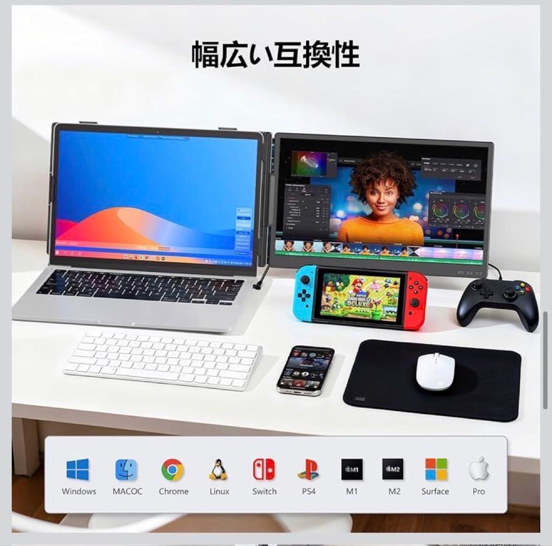 14インチ デュアルディスプレイFHD 1080P ノートパソコン拡張2画面