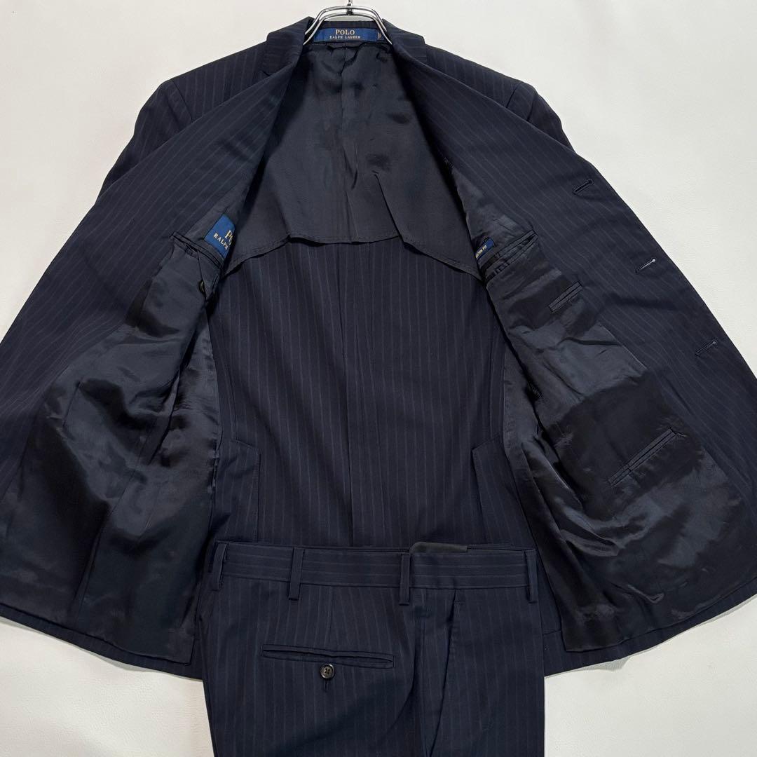 希少 イギリス製 ポロラルフローレン スーツ セットアップ ネイビー Sサイズ