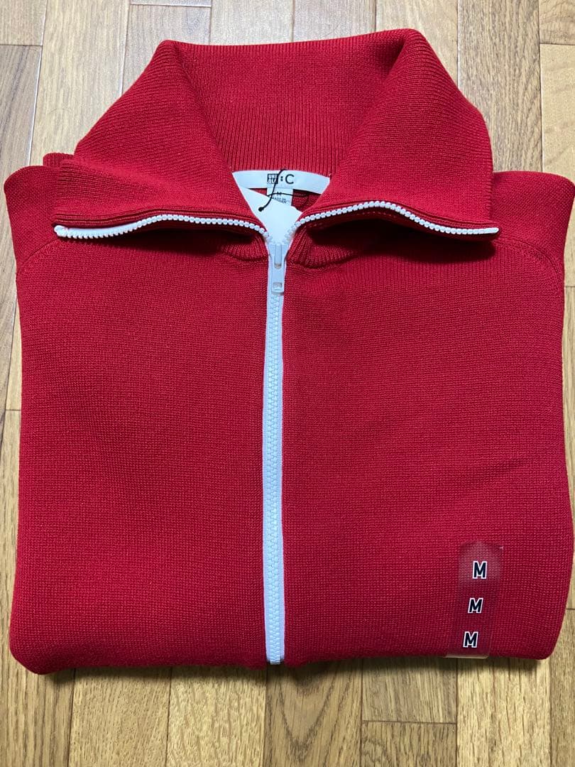 UNIQLO C ミラノリブフルジップカーディガン RED Mサイズ