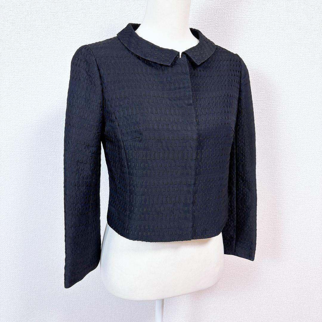 【美品】TOCCA ツイード 長袖ジャケット スナップボタン 4 総柄 ネイビー