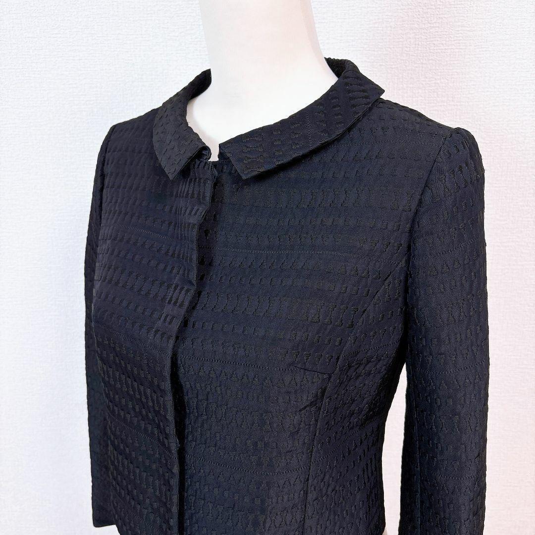 【美品】TOCCA ツイード 長袖ジャケット スナップボタン 4 総柄 ネイビー