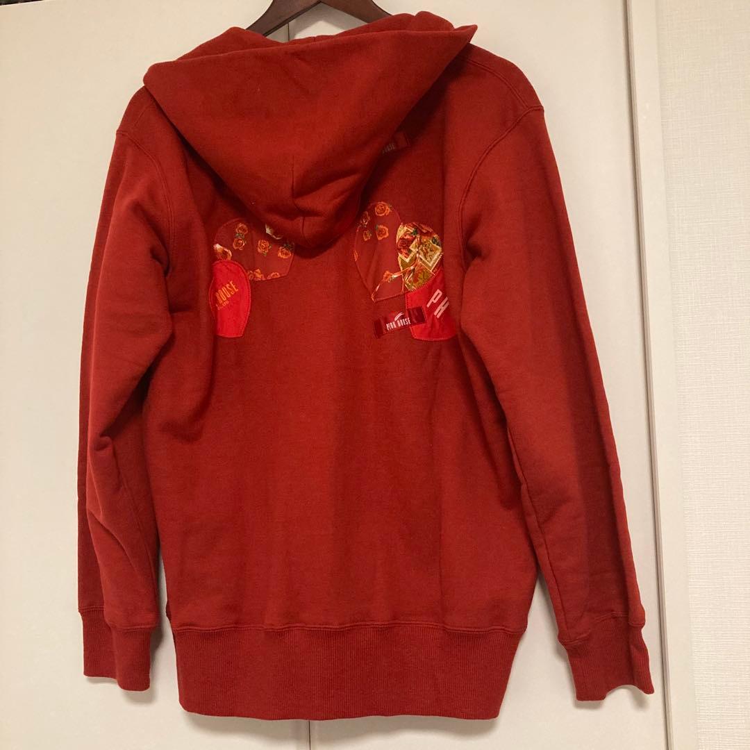 【極美品】ピンクハウス花柄・ハートプリントパーカー ワインレッド❁⃘*.゜