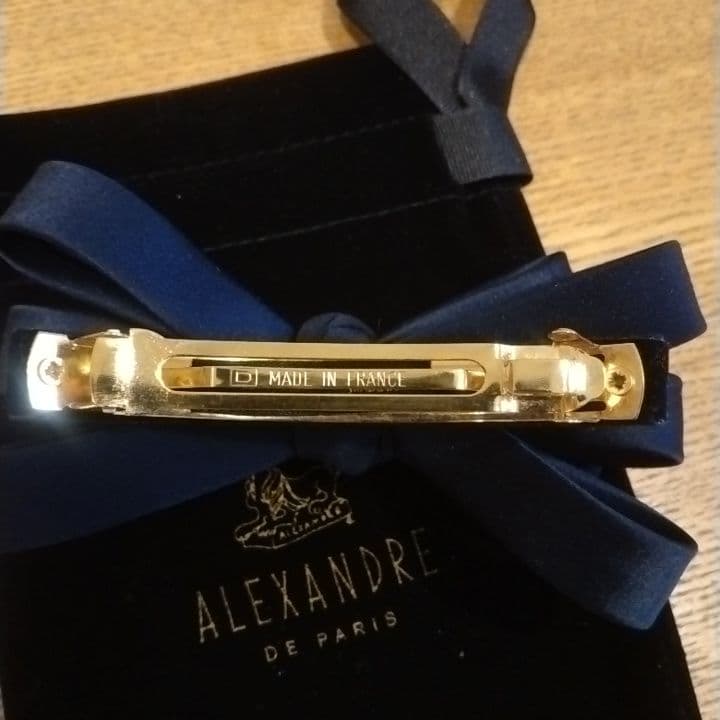 【美品】アレクサンドル ドゥ パリ　リボンバレッタ　紺　ネイビー