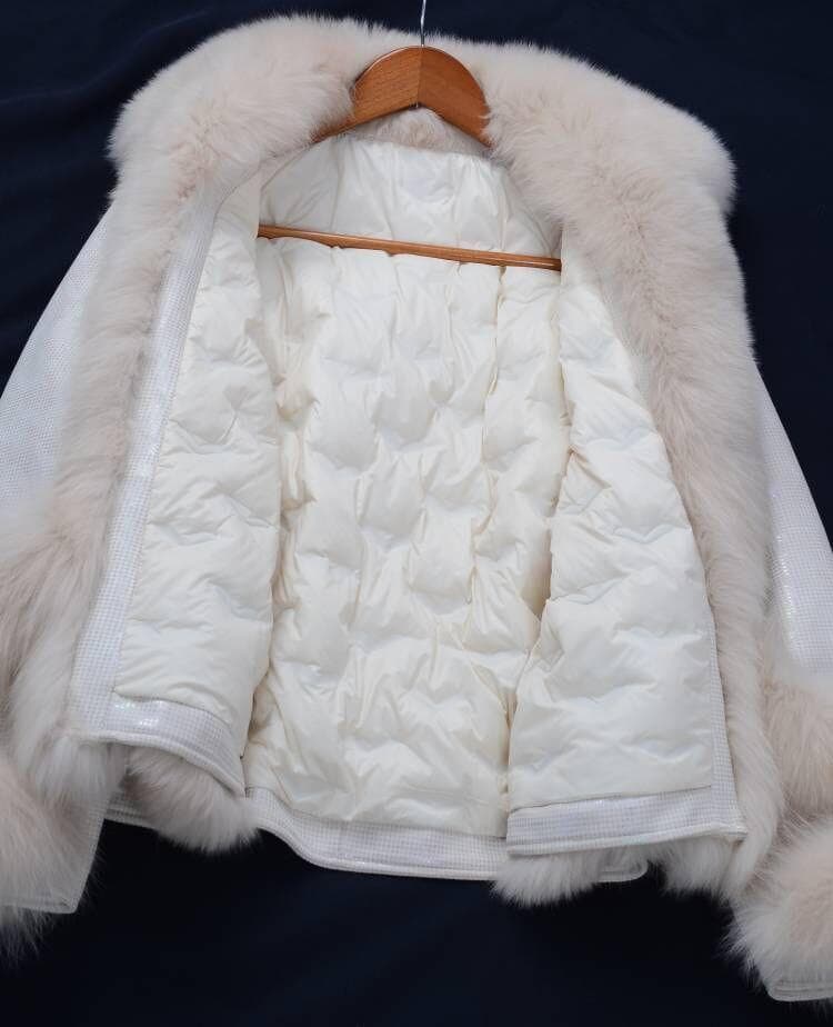 新品★最高級フォックスファー付き★ウォッシュレザー生地のダウンコート毛皮ファー