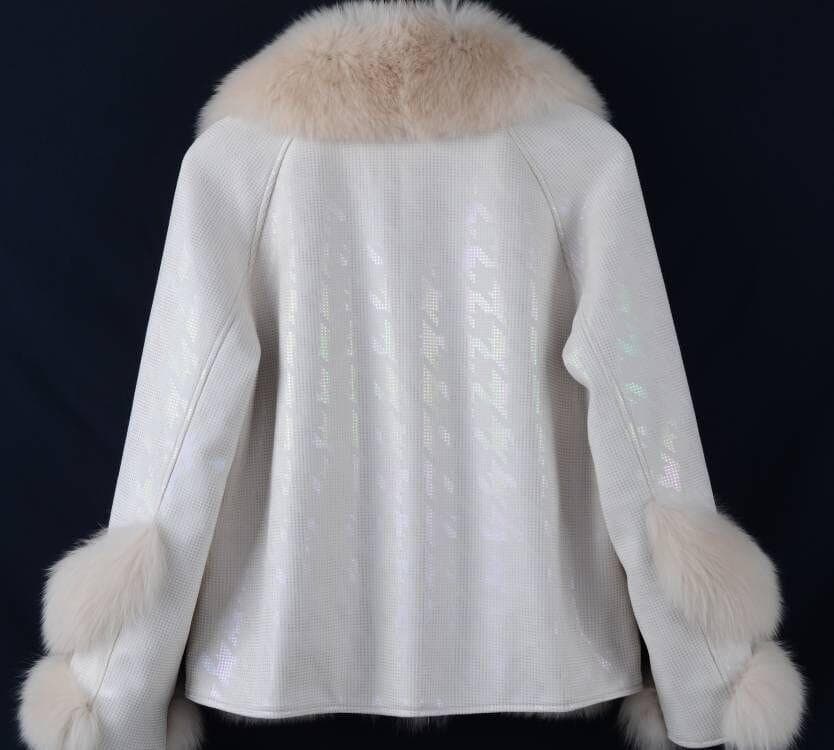 新品★最高級フォックスファー付き★ウォッシュレザー生地のダウンコート毛皮ファー