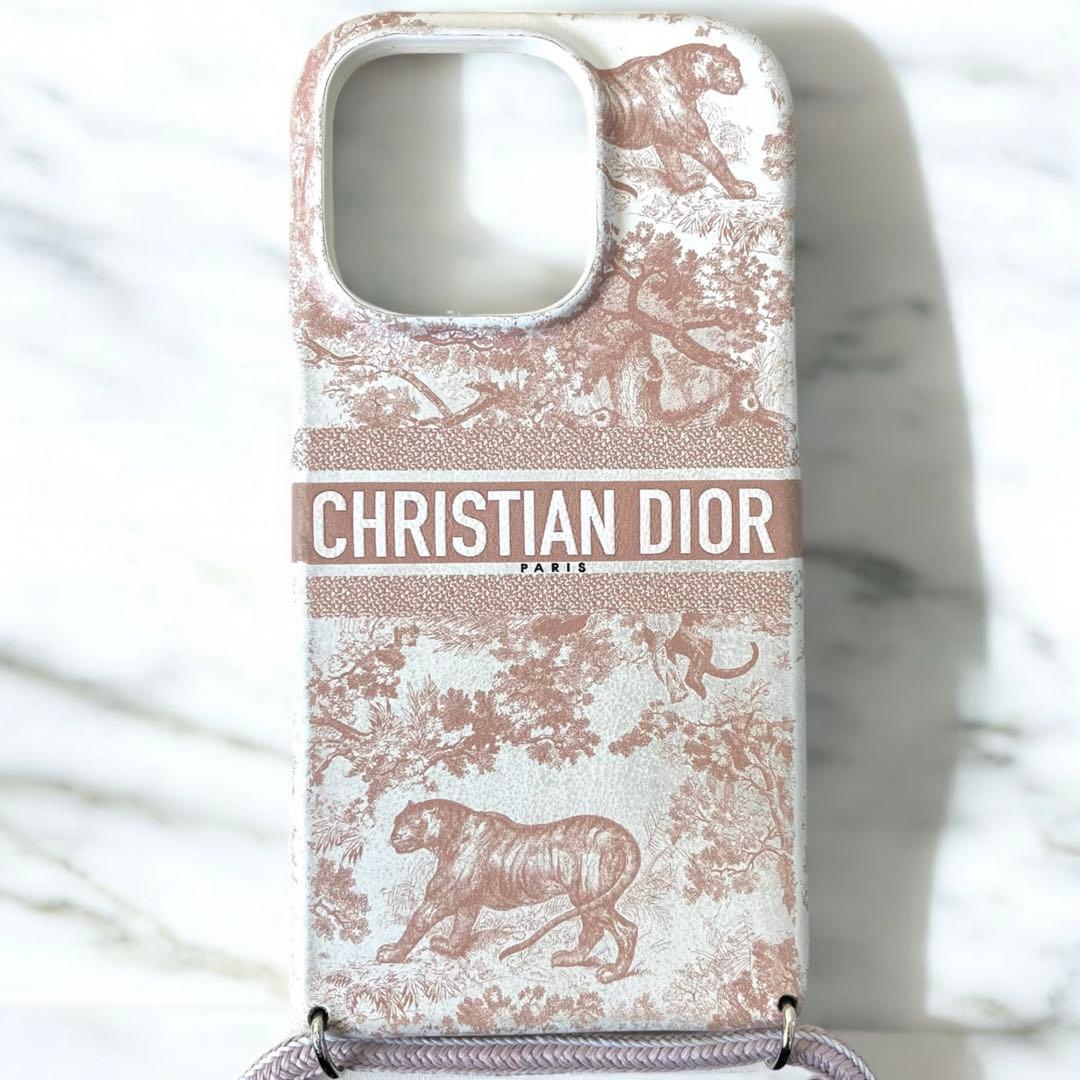 クリスチャンディオール iPhone14Pro ケース ストラップ付 ピンク